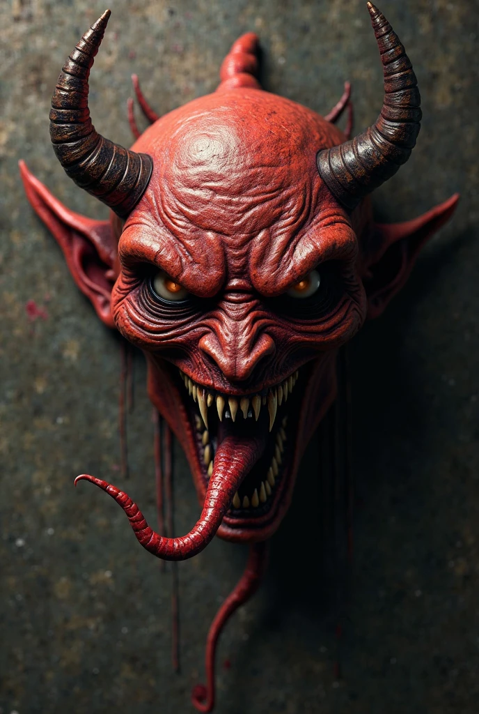 Devil, devil, wide mouth, horns on the head