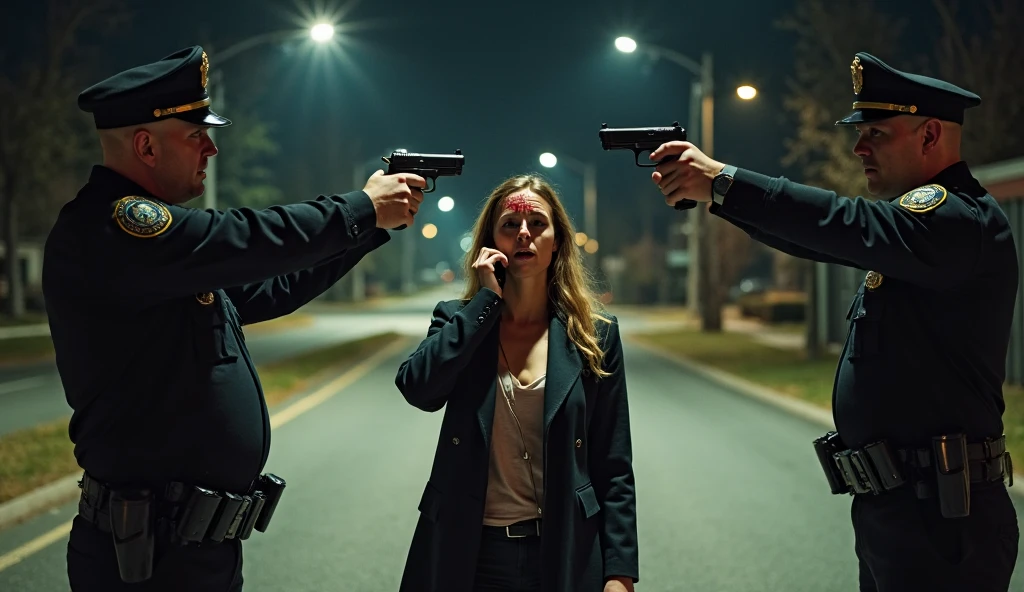 A 20 year old girl is seen by a man and a woman standing with weapons to kill her.