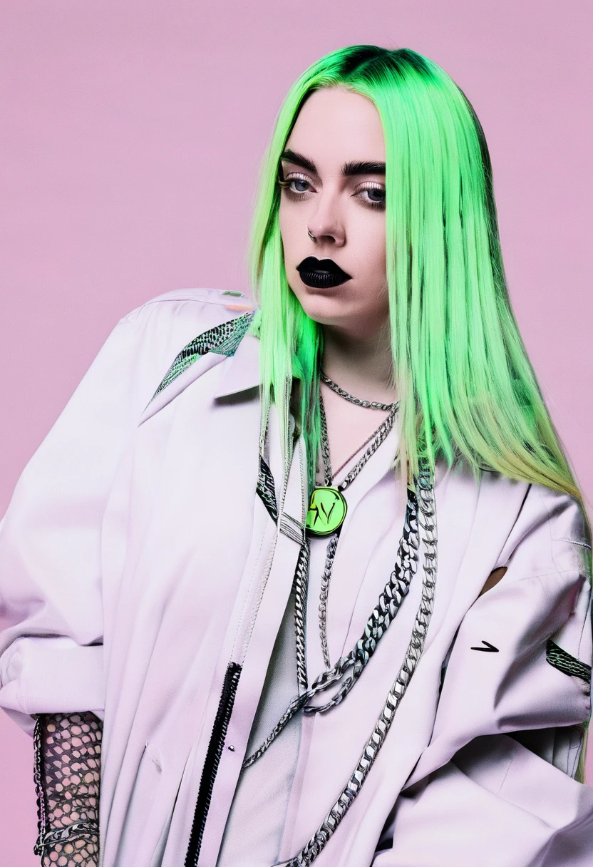 Billie eilish real face figure big and thick thigh green and black hair and juicy lips sexy body and wet