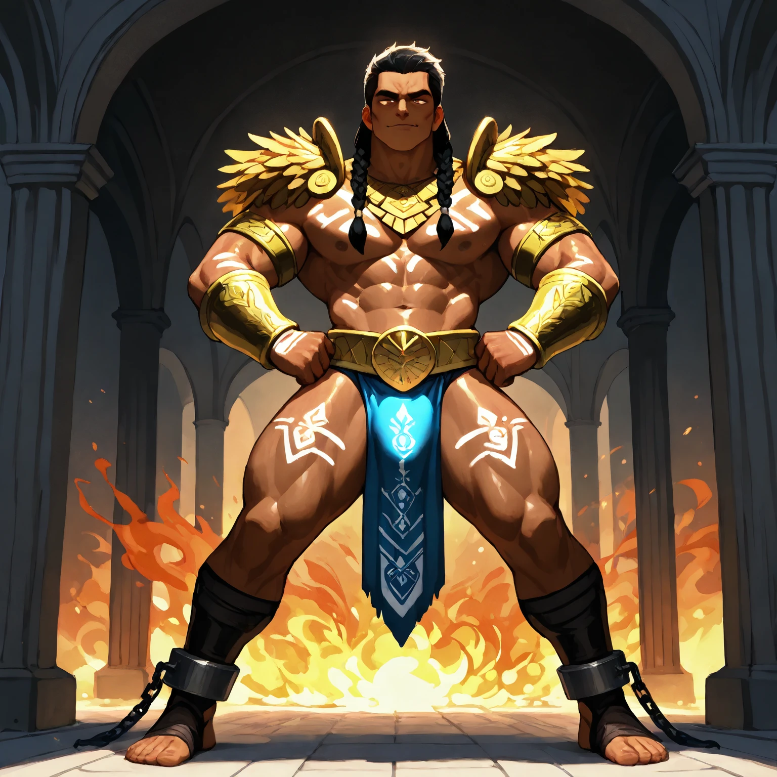 Create an image of a black ninja after an apocalypse in the future, afro cabelo caindo para frente, Rasta type but braided, corpo inteiro, vestindo um traje indiano ribulo africano corpo inteiro, A realistic 4K phoenix with blue feathers, dourado, cosmico , com uma Moreno, de cabelo afro cabelo caindo para frente, Rasta type but braided, Estilo Art Vista de Corpo Inteiro, plano completo, vista frontal, Vista lateral, vista traseira, de personagem, Multiple views and poses, various points of view, um personagem, corpo inteiro, personagem com menos, estilo de roupa, no mesmo Estilo de cabelo, less Type of footwear, strong full-body vision, plano completo, vista frontal, vista traseira, design de personagem, Multiple views and poses, various points of view, de um personagem, corpo inteiro,, personagem com mesmo, estilo de roupa, no mesmo Estilo de cabelo, same type of footwearThe route follows the cores of the Cape Verde flag. The top is deep blue, simbolizando o oceano que cerca as ilhas. The chest and the central part are white, representando a paz e a unidade do povo cabo-verdiano. The sleeves and legs are red, denoting determination and spirit, do 10 Estrelas Douradas, : Ten gold stars are prominently displayed at the top of the costume, ao longo do peito e ombros, representando as 10 principais ilhas de Cabo Verde. Cada estrela, It is carefully detailed and shines brightly against the background Star Belt A wide belt, also golden, is used in Tribal Details, O traje incorpora elementos tribais discretos em seu design, referencing the cultural heritage of Cape Verde