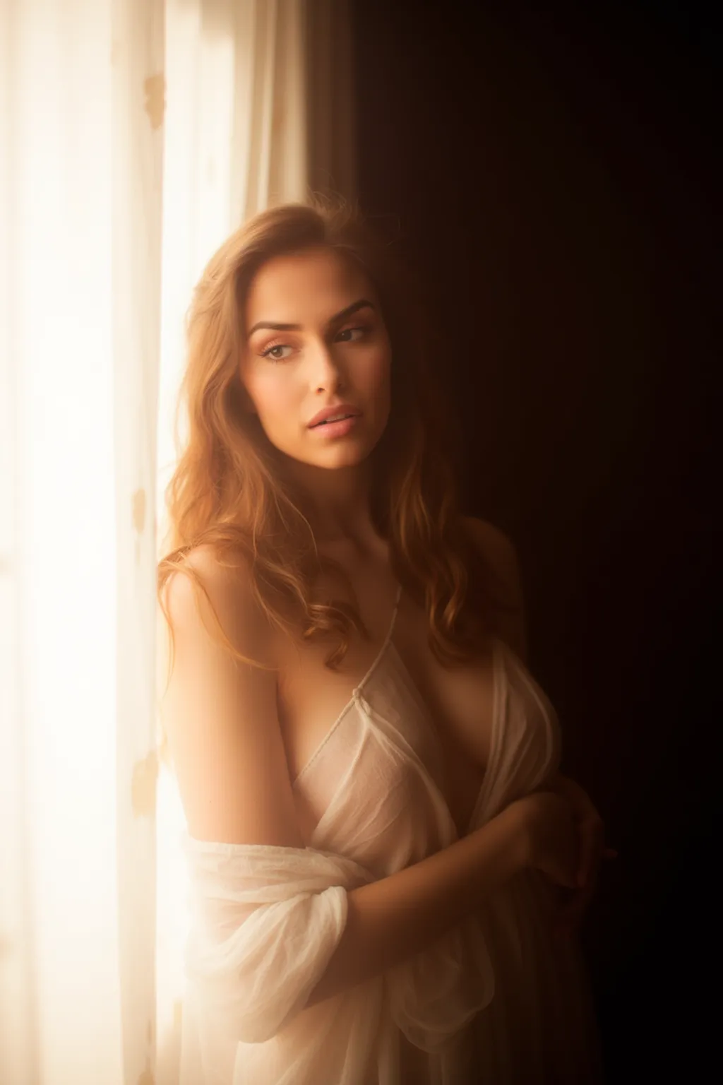 Portrait of a young women with large breast