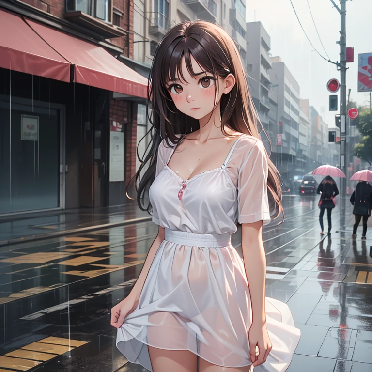 Uma mulher usando um longo vestido branco, Perna exposta, saltos brancos, walking on the sidewalk of a modern city, silver bracelet on arm, cabelo longo rosa choque com franjas grisalhas, olhos rosa, sorridente, seios grandes, Unhas rosa, fundo desfocado, segurando uma bolsa de couro branca,
sombra projetada, anaglyph, estereograma, tachi-e, point view, atmospheric perspective, 8k, superdetalhe, preciso, melhor qualidade, premiado, pele texturizada, high resolution, Anatomicamente Correto, efeito bokeh, ((mulher sozinha)