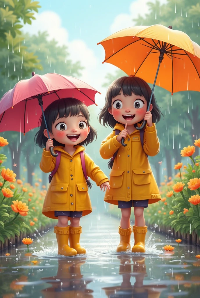 Rain walking with small children 