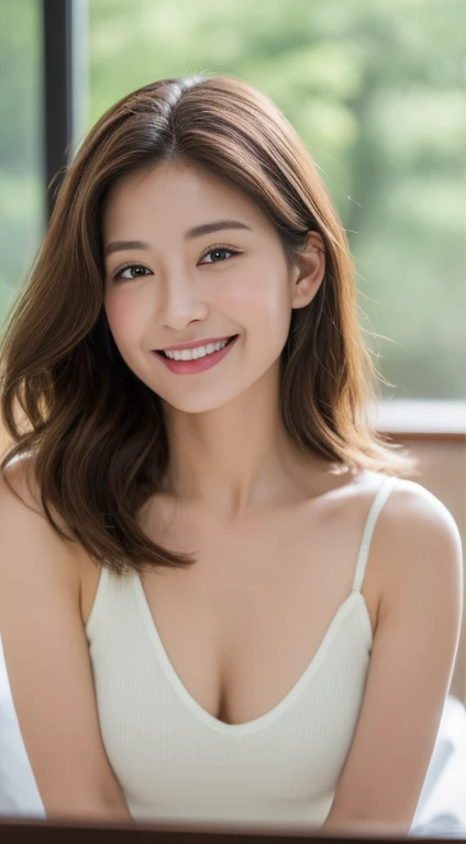 The face of the hostess、White bra、White panty、beauty legs、hiquality、A hyper-realistic、healthy、Smiling expression、Slender perfect figure、Japan Beauty、 perfect eyes、Beautiful skin、enticing、gold wall