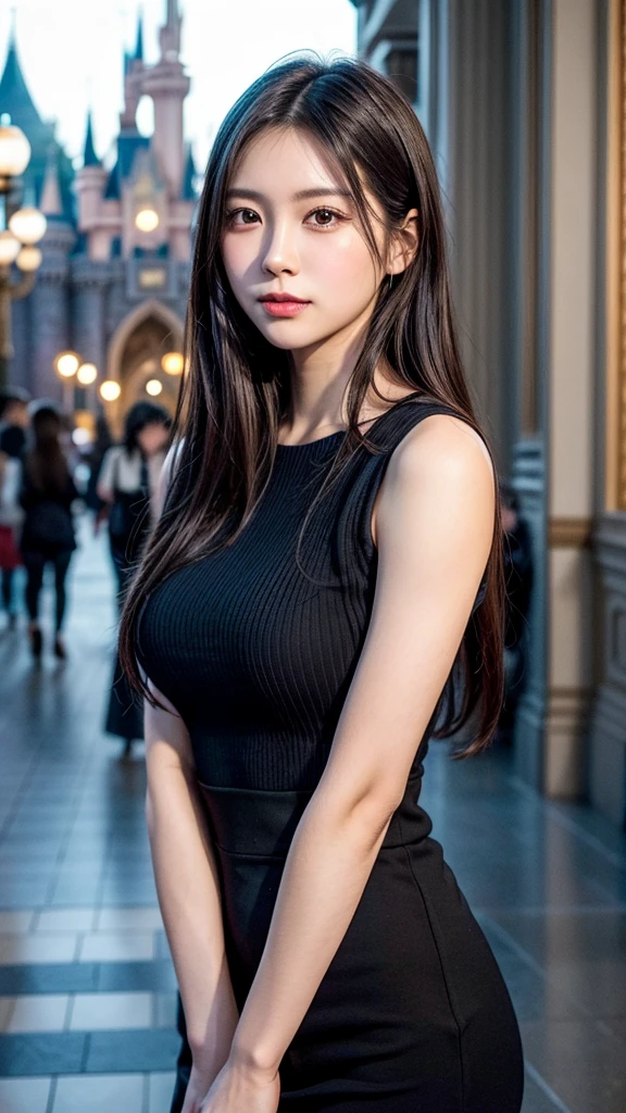 14-year-old LATIN woman、LONG Hair color is blACK、eye color is intense blue、skinny body, mall hips, smiling、WEARING A SEXY MINI DRESS, ON A ROOM IN FRONT OF A WINDOWS WITH A VIEW OF BIG BUILDINGS OF NEW YORK CITY, AT THE NIGHT
