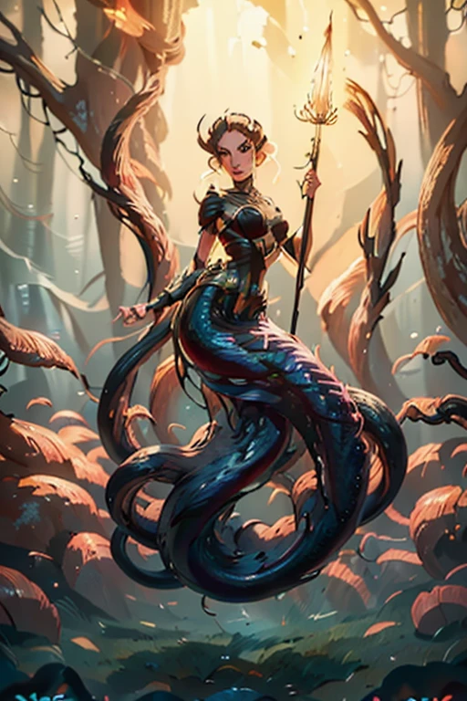 8k, high definition, masterpiece, huge resolution, (dream-like style:1.2), (dryad:1.2), (green skin:1.2), red hair styled in waves, (arm sleeve gloves), (thigh-high stirrups), leaf bra, (wide hips), (thick thighs), (green eyes), (1girl:1.2), (solo:1.2), dark makeup, glowing tattoos, (hyper hips:1.2),