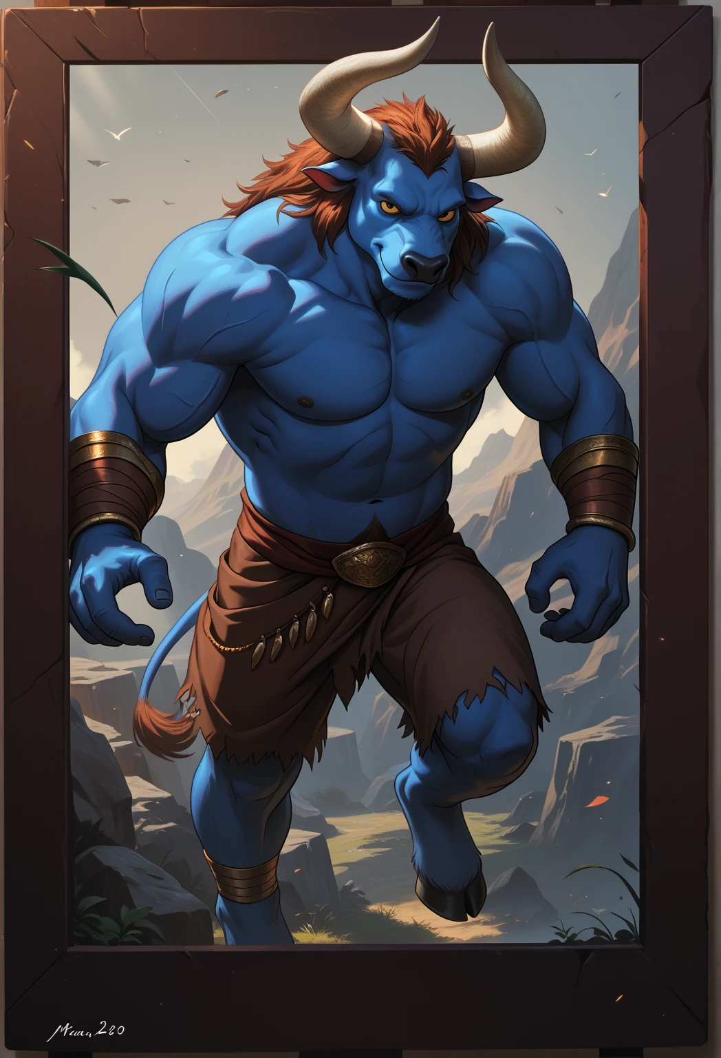 Solo, dragon, no tail, tailess, male, muscular, giant, enormous, buff, muscular, broad shoulders, large pecs, steam coming out of nose, smirking, teeth, fangs, white teeth, sharp teeth, light blue body, light blue skin, yellow eyes, small horns, annunciated eyebrow scales, beard, white hair, short hair, by darkgem, by mystikfox61, detailed bulge, detailed crotch, detailed groin, big bulge, balls outline, roman clothing, ancient rome, roman, roman colosseum, grey sky, rome, raining, standing