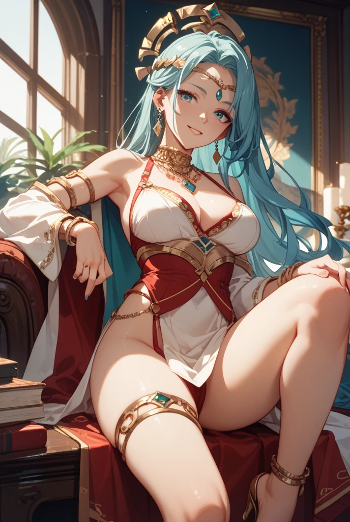 wedding bjd, sexy, large breasts, sleeping pose, spread legs, public hair, nudity, solo, blonde hair, brown eyes, long hair, bare shoulders, sleeveless, hair ribbon, embarrassed face, blush, breath, 3gypt1anb3llyD, barefoot, midriff, dancer, underboob, sideboob, (blue) belly dancer, large breasts, (slim Waist: 1.2), lucious full waist, (Thick Lips: 1.3), small-nose, heart pasties, showing cleavage, pasties, (nipples, sexy transparent lingerie 1.5), anime realism by artgerm and donato giancola