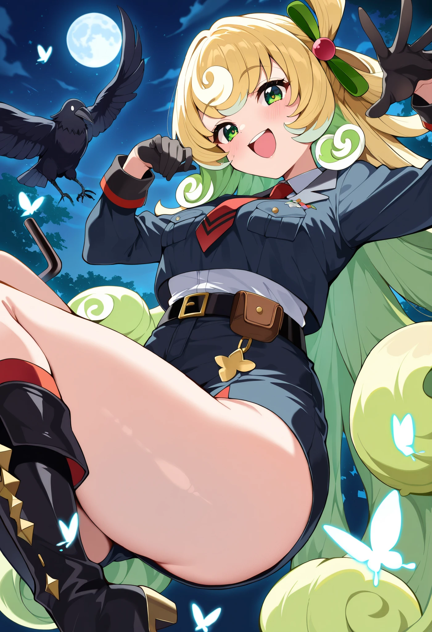 solo, 1 skinny girl standing, Dragon Quest III Magus, tiptoe, (swaying back), arms down backward, (dynamic pose), (open legs wide:1.2), BREAK, middle short hair, BREAK, (bursting disproportionately huge breasts:1.3), BREAK, narrow shoulders, very skinny inconceivably narrow waist, very long skinny legs, BREAK, large wizard hat, (green too short dress), (too short skirt), (show off thigh gap), thighhighs, arm covers, tie cinches waist too tight, BREAK, nsfw, looking at viewer, slipping vagina, orgasm, (blood dripping between thighs from vagina)