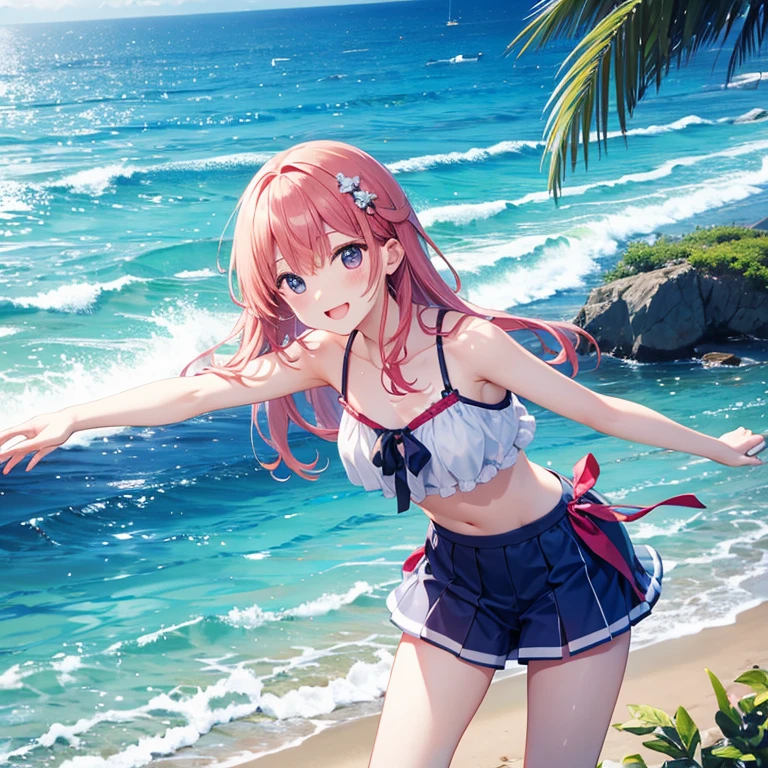 Anime girl at sea wearing bikini