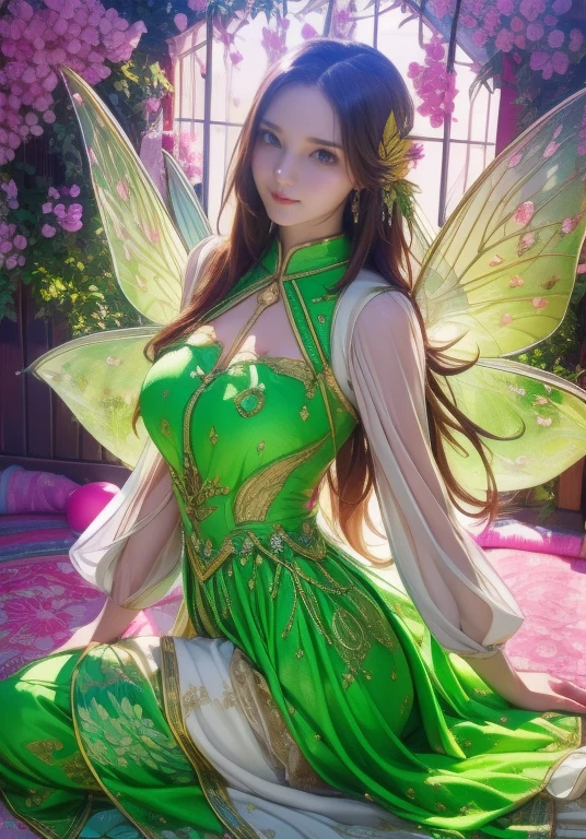 8K Ultra HD、Digital SLR Camera、soft light、high quality、Volumetric Lighting、frank、photo、high resolution、4K、8k、Bokeh，The eyes and face are very detailed，Clear eyes，Bright Eyes, Delicate lips, Smile shyly, Pretty Face，Oval face, Create stunning girl images, warm color, Very high color saturation，The legs look very long from the front，dynamic poses，Normal standing posture，black background，Chinese fairy tale women，Golden Ratio, Minimalism，Transparent and visible skin, Ice green clothing，Transparent silk long-sleeved Hanfu，Transparent underwear，Summer Tracy yellow hair、Gradient Hairstyle，Cleavage、Exposed breasts、sexy、very detailed breasts, d cup size，White