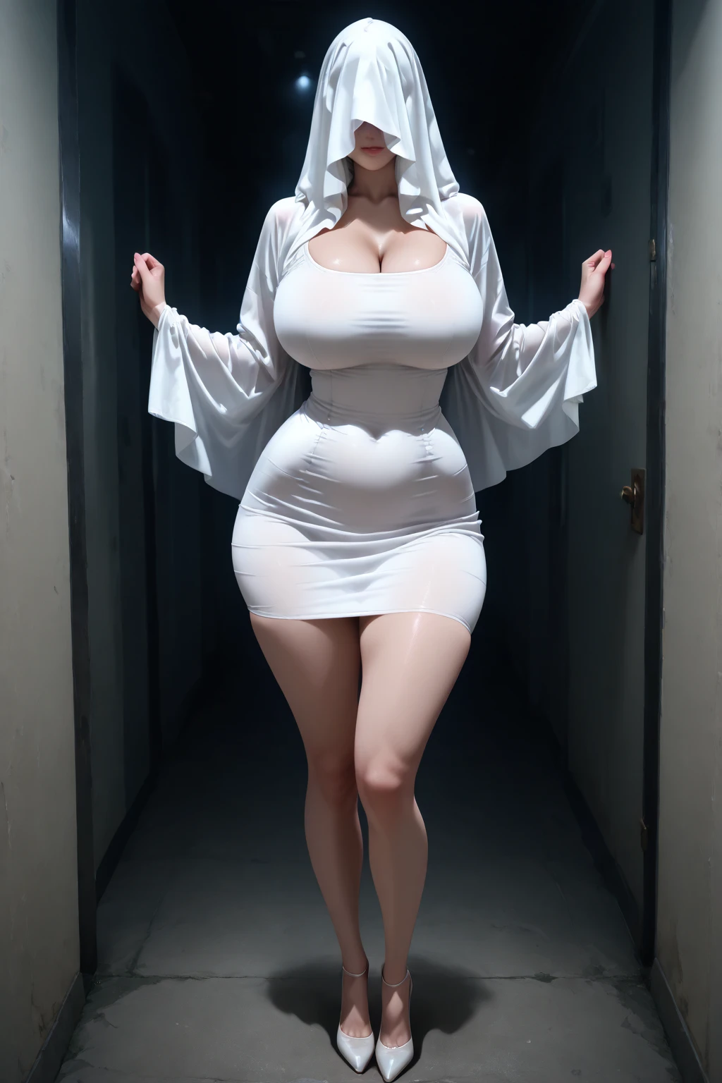 ((best quality)), (detailed), perfect face arafed woman in a muslimah outfit standing in a room, better known as amouranth, amouranth, very sexy outfit, 40 year old female model, 45 year old, she has a jiggly fat round belly, 5d, mature beautiful amouranth, full body photoshoot, thicc, succubus in tight short dress, hijab syariah, high heels, glasses, large breast, large thighs, alone, big tits, gorgeous, full body views, seductive, beautiful, warm, chubby girl, Make a tattoo on the breast, armpit, charming woman, MILF, mother, milky white skin, good vibes, bergairah, fashionabble, hot, Characteristic, stunning, big thighs, big ass, ((super high quality)), muslim, muslim woman, asian girl, chubby, perfect look, elegant, sweet and spicy