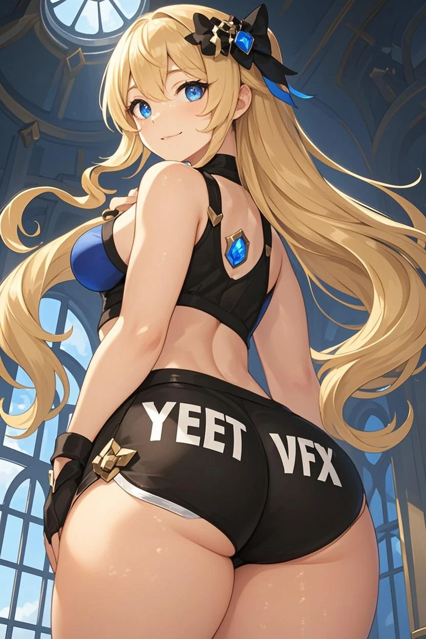 (Fox ears), Exquisite eyes, Blonde ,Facial details, Red Eyeshadow, masterpiece, high quality, Large Breasts,Black pantyhose,solo,White short top, sports Shorts