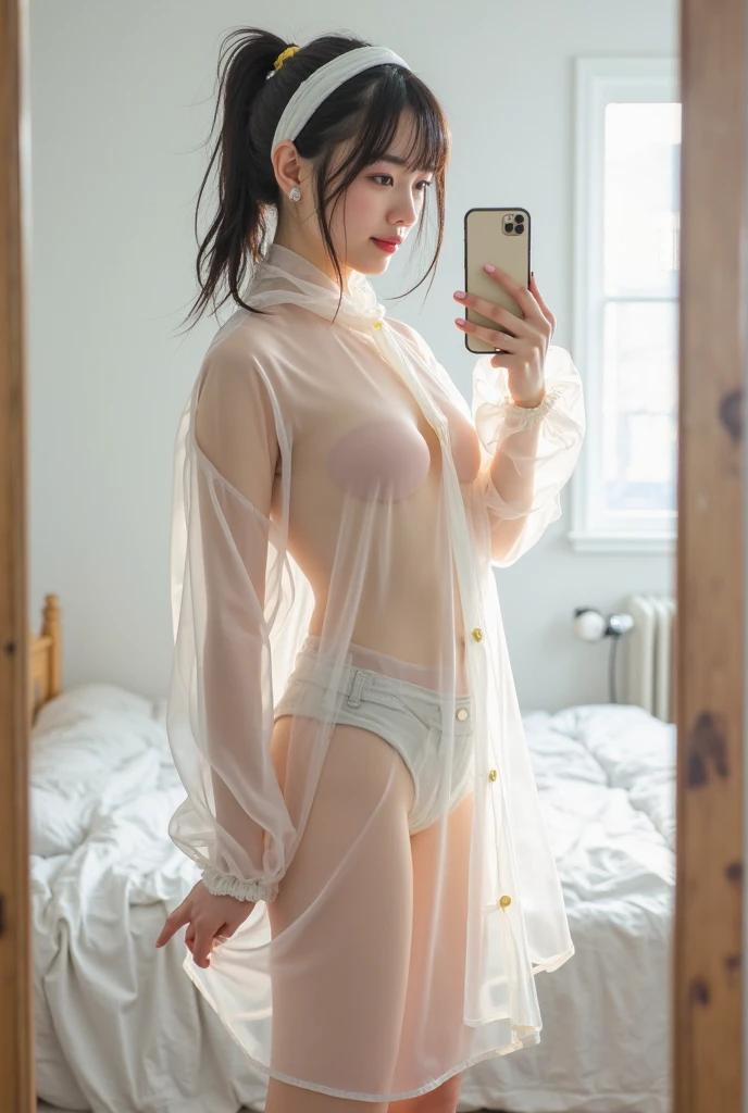 flat chest、The whole body can be seen from directly below、Delicate body、a short bob、Beautiful open legs、Open your legs to show your crotch、transparent coat、Thin pubic hair、Schools
