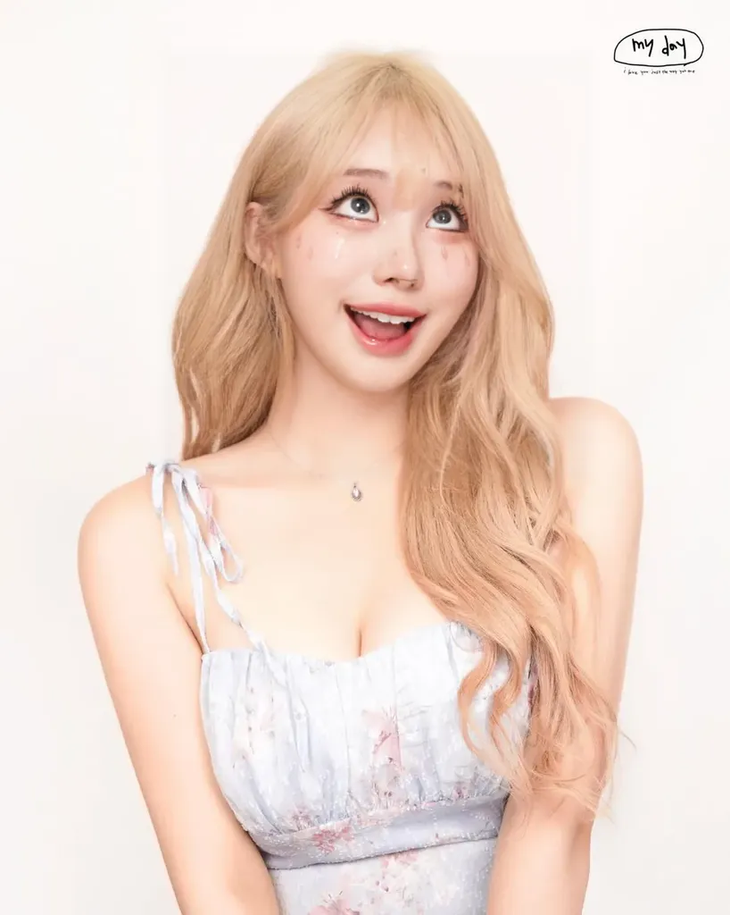 Blonde woman playing tambourine with hair bangs, thick body, thigh thighs, tall, thick body, cute face, pretty face, skirt, cute top, outside on a street in LA, skin pores, skin indentation, detailed face, best shadows, best lighting, cinematic lighting,
