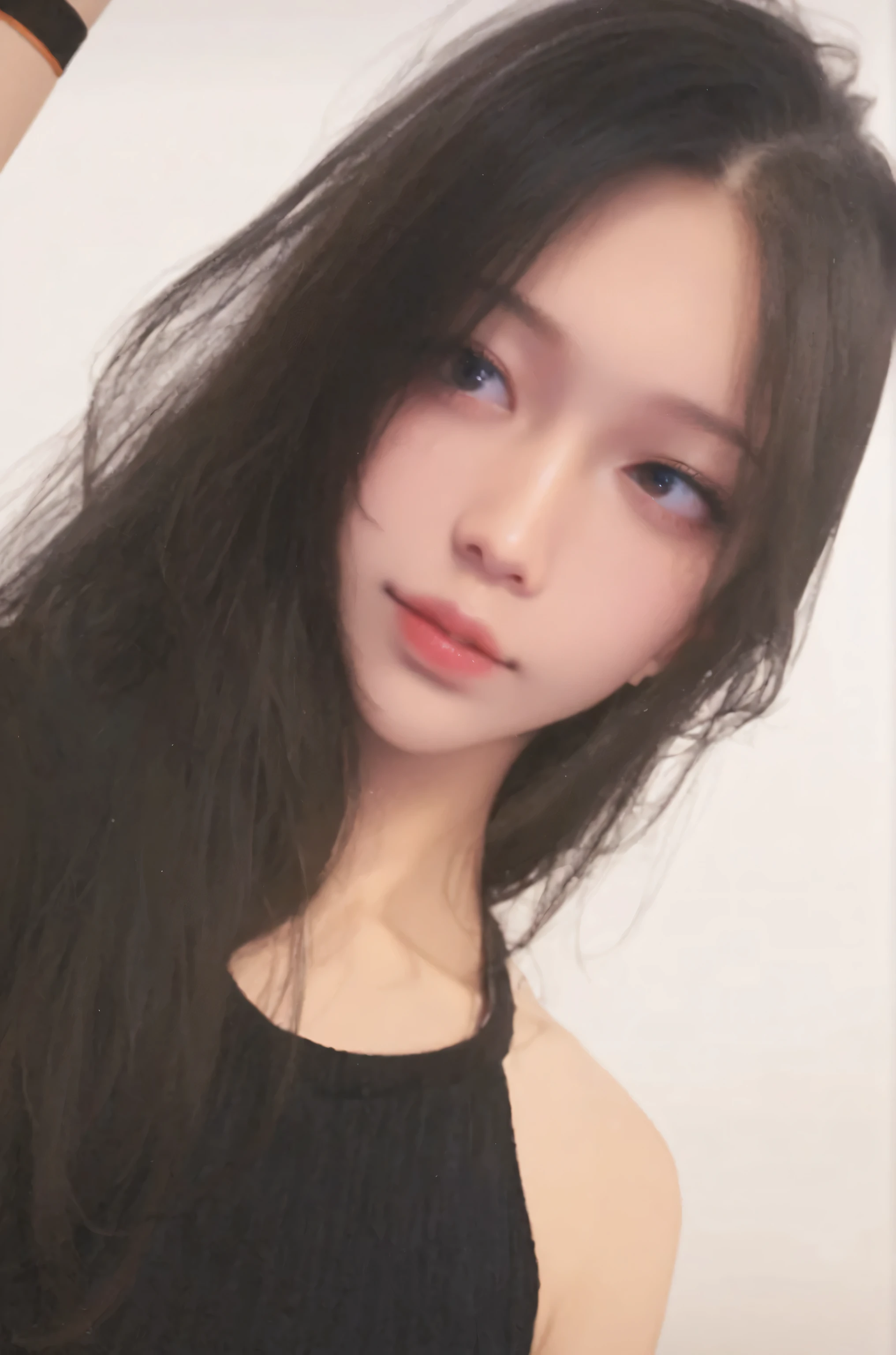 masterpiece, best quality, beautiful young woman, shiny blue eyes, (detailed pupils:1.2), eyelash, beautiful light black hair, streaked hair, multi color, medium hair, perfect face, detailed,