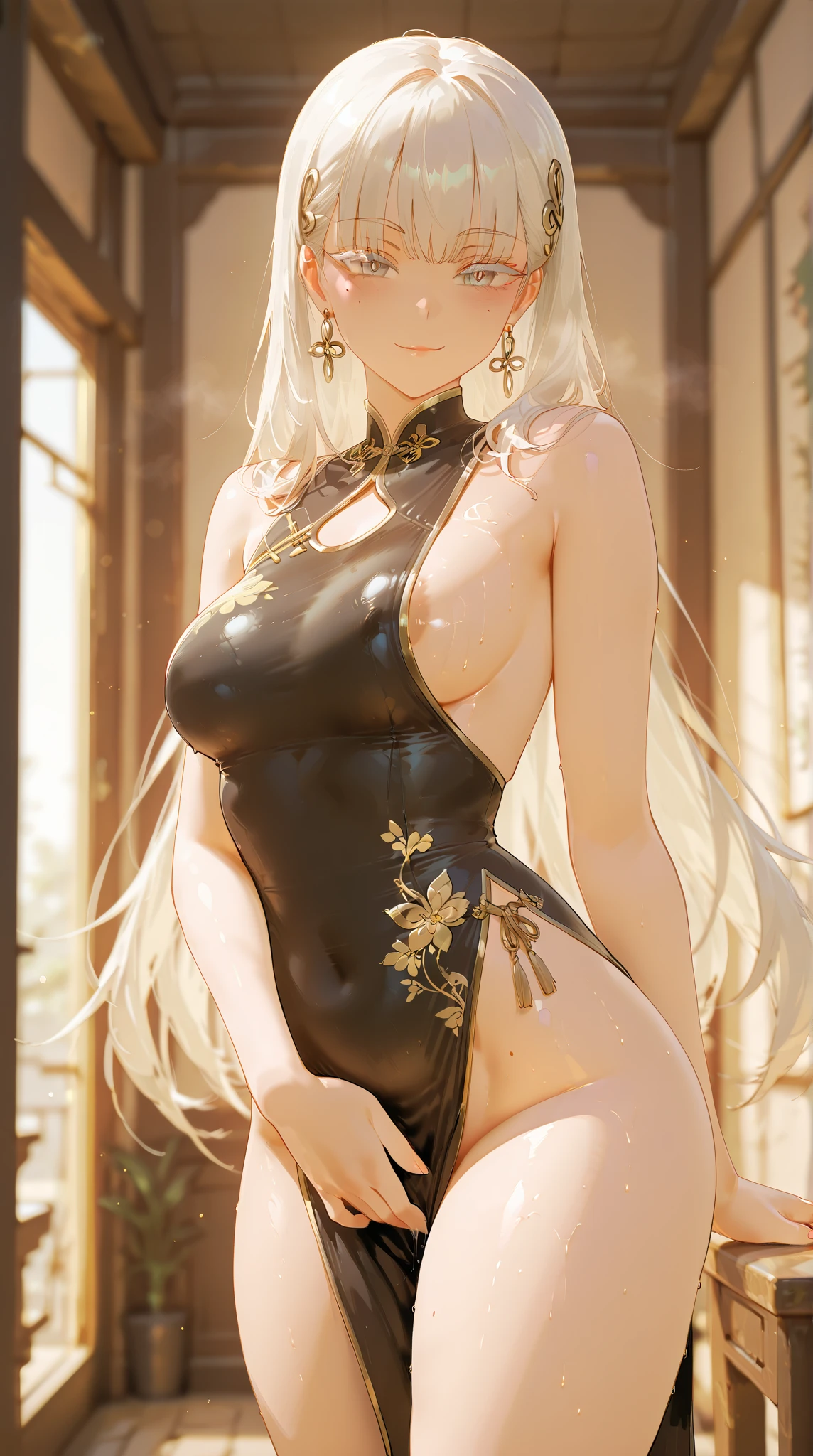 Best quality, Masterpiece, A high resolution, Wuxia 1girl, china dress, Super beautiful face, super beautiful eye, Super beautiful hair, Sexy body shape, No underwear, Bitch tattoo, Creampie
