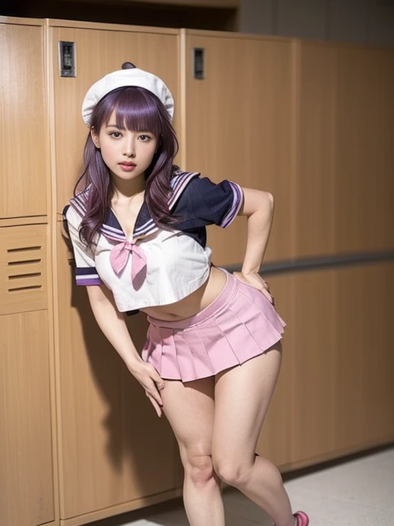 (highest quality、4k、8k、High resolution、masterpiece: 1.2)、Super detailed、(Real、Photorealistic、Photorealistic: 1.37)、Beautiful young woman、High Tech City、Shining neon lights、((Sailor suit:1.35))、（I-spin:1.45)、(lift the skirt:1.5)、(Revealing gorgeous floral panties:1.4), (Body fluids continue to drip from my crotch!:1.5)