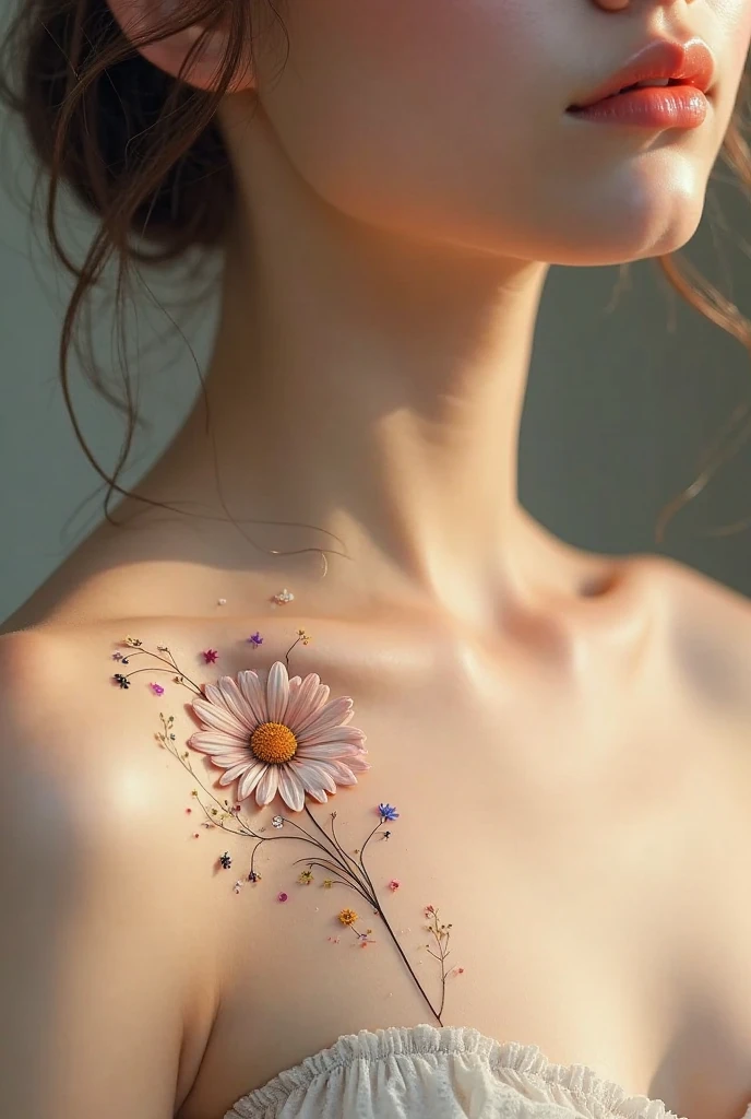 Realistic dandelion flower tattoo intertwined with infinity symbol.
