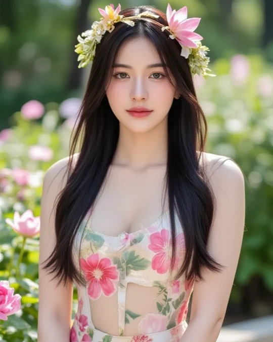 Beautiful Korean Girl, olo Girl, 20 years Girl, Beautiful Smile, ((smile: 1.2)), ((Masterpiece: 1.4)), ((Ultra HD Image quality)), ((Realistic)), k, Natural Human Skin, Soft skin, CG unity 8k wallpaper, ray tracing, High glow face, Superb beautiful face, High face texture, ((7D strawberry Printed beaded Sweetheart Homecoming Dress)), ((in background clear details with strawberry plants, strawberry orchards, Strawberry big fields, strawberry agricultural land, red Colour Strawberries)), standing in Strawberry orchards, beautiful angles, beautiful nature, very calm nature, peaceful nature, peaceful strawberry orchards, High resolution pictures, ((detailed girl)), ((Detailed background)), ((Detailed Face)), ((Detailed Dress)), ((detailed strawberry orchards)), ((Detailed nature)), Young Body, ((super Round Young breasts)), Perfect Figure, Slender, ((cinematic Photography, award winning photography)), ((Full body Shot)), ((Dim day light, cool Day)),