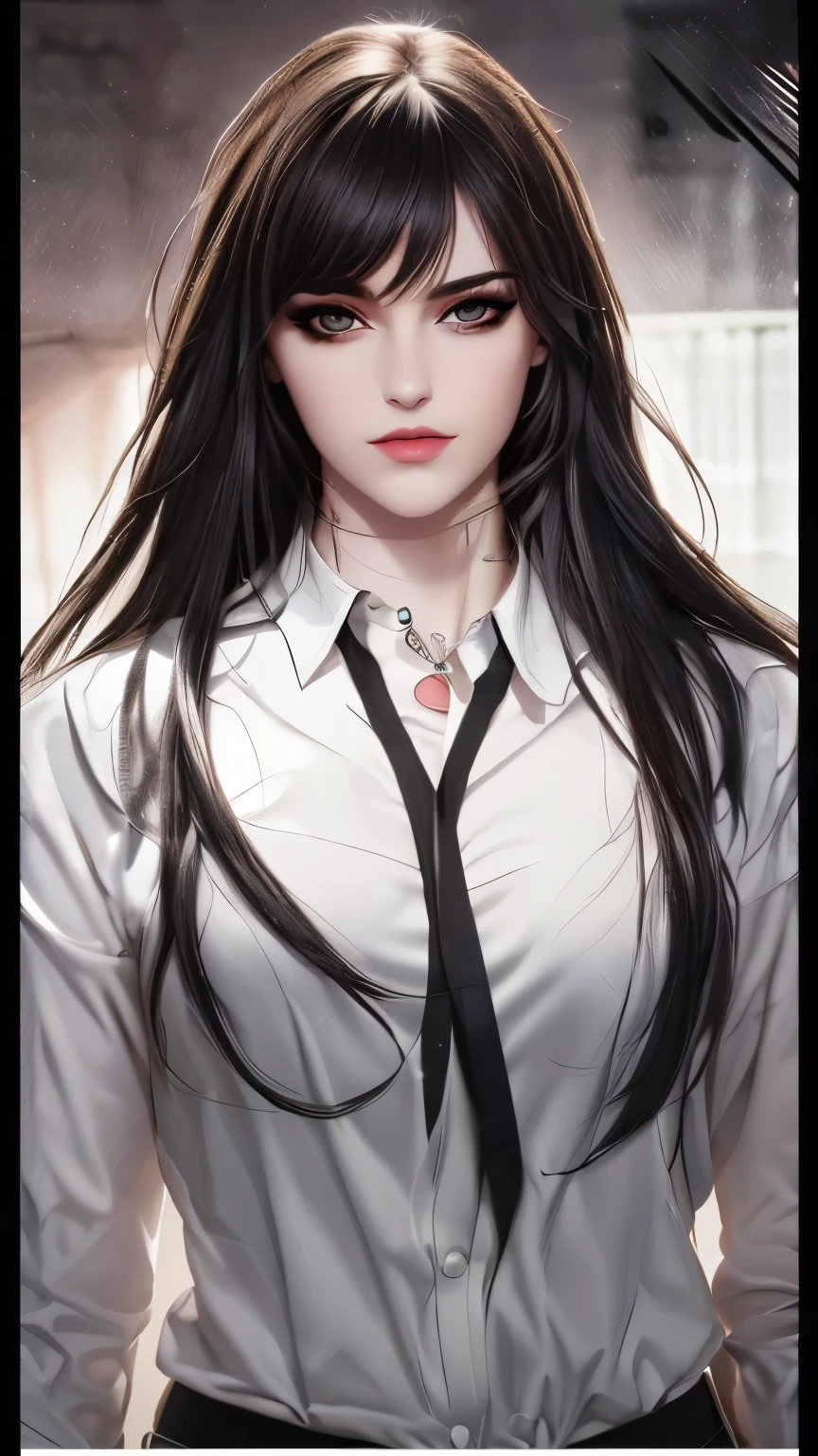 Convert to a realistic portrait,(Photorealistic : 1.5) ,grey pupils,detailed image,( double lid eyes:1.2) (upturned eyes: 1.3),(long eyes: 1.2) ,(cat eyelashes:1.2),retain her head structure,thin straight eyebrows,clear image, highly detailed