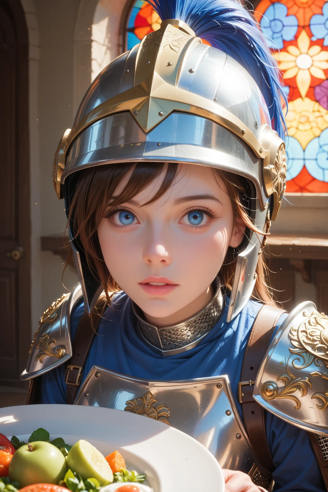 (inner, armor:1.4),tiny, (young, 19 years old), cute, masterpiece, high quality, HD, cinematic still, , ((cell shading)), vivid colors, ambient lighting, ultra-detailed, illustration, colorful, best quality, highres, best shadow, best illumination, finely detail, 4k, (extremely detailed), (8k wallpaper), (best quality), hard lighting, (tracing)