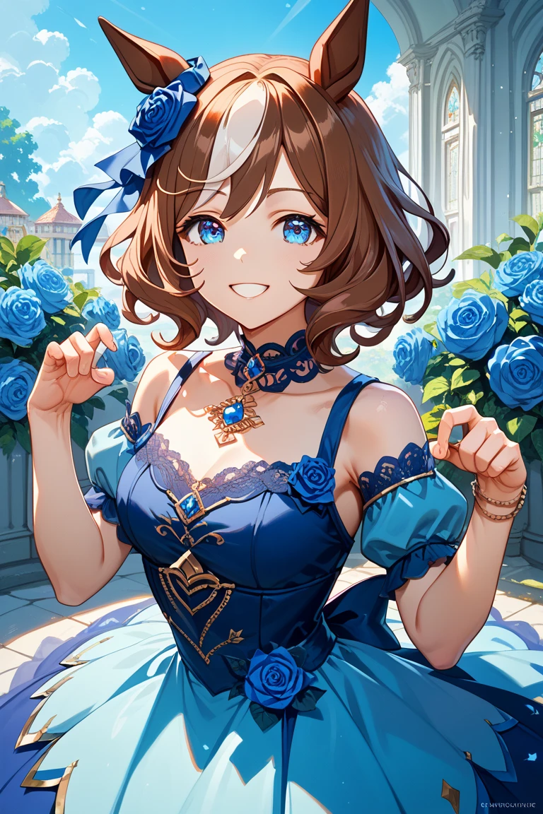 best quality, masterpiece, absurdres, highly detailed, illustration, 1girl, glossy lips, lips parted, natural lighting, aichan, short brown hair, braid, blue eyes, large breasts, primaballerina_tutu, bare legs, lace-up leotard, strapless leotard, tutu, facing viewer