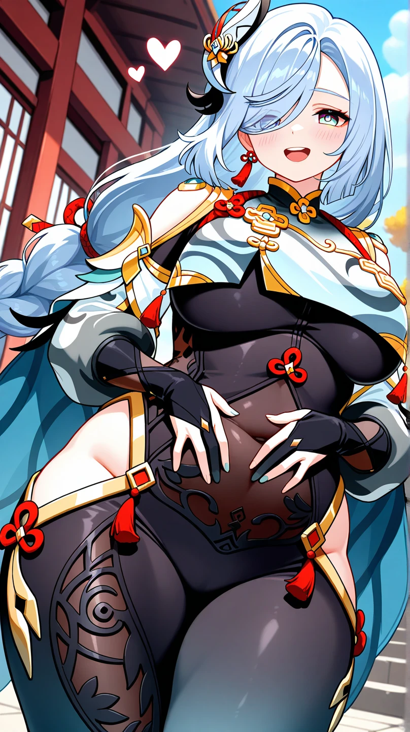 Elven paladin, fantasy, plate gauntlets, plate greaves, butt cape, blonde hair, smiling, zweihander, action pose, white metal bikini armor, pasties, busty, plate boots, delicate, soft features, beautiful detailed face, shiny skin, elegant, beautiful, messy bun, thick thighs, large ass, huge breasts:1.3, upper body, thick, skindentation, full lips, black eyeliner, mascara, pink blush, elegant makeup, divine warrior, Holy knight, blue and white accent streaks, rose petals