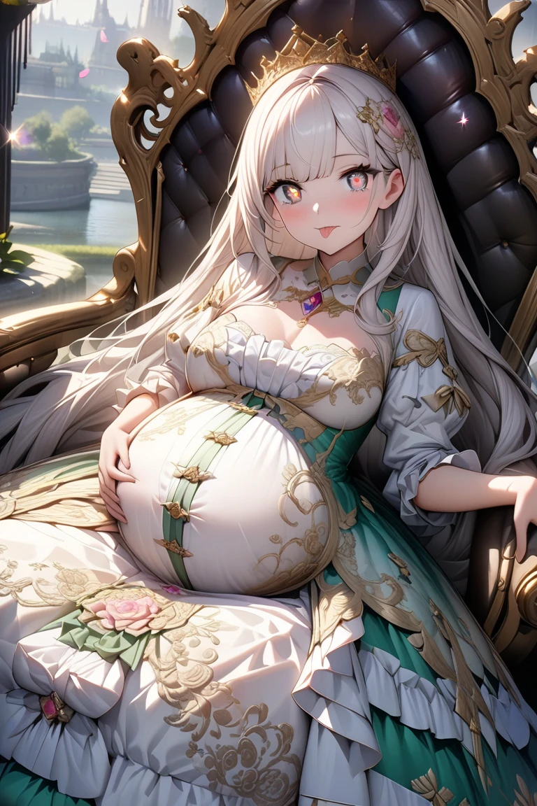 ((anime artstyle)),(Masterpiece),(Best Quality), (Super Detail),(Highly Detailed CG Unity 8k wallpaper),((Very Delicate and Beautiful)),1 pregnant girl,((full body portrait)),((standing in garden)),((solo)),(((1 pregnant princess in gorgeous embroidery and jeweled extremely gorgeous rococo princess ballgown with voluminous full length hoop skirt))),(((heavily pregnant))),(((huge crinoline hoopskirt))),long train,((gorgeous embroidery and jeweled)),voluminous frills,See-through,(((extremely gigantic tits,skindentation))),cleavage,((absurdly Long Straight Hair,extremely voluminous Straight long Hair,absurdly Long Straight Hair)),(finely detailed face and eyes),((embarrassed)),anguish,clear pupil,extremely gorgeousfull hair ornament,(bling-bling jeweled extremely gorgeousfull tiara),((bling-bling gorgeous gemstone jewelry)),gorgeous long veil,((ultra long gloves)),(beautiful background),(full body),((gorgeous embroidery and jeweled extremely gorgeous rococo princess ballgown with voluminous full length hoop skirt))