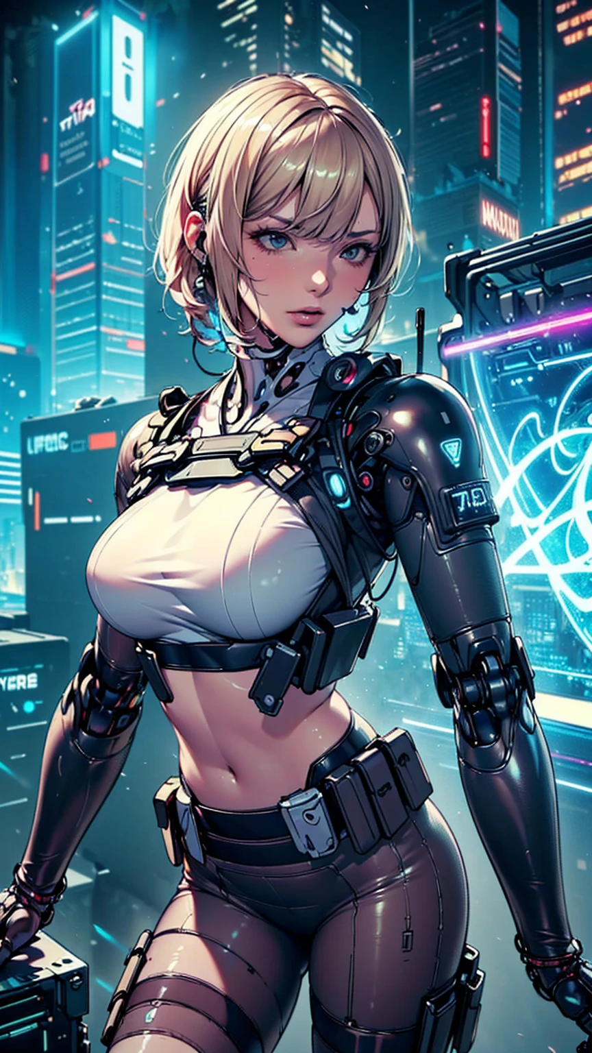 reelmech,(cyborg girl),(cyborg girl:1.5),maid android,(((1girl))),((mechanical robot girl with extremely cute and beautiful pale blue hair)),
(large breasts:1.4),saggy breasts,(((pale blue bob hair:1.35,colored inner hair,short hair,ear breathing))),(((doll))) ,((pale white skin,doll joints:1.5,mechanical hands:1.5)),((silver armored dress,tesla coils)),((maid mechanical doll:1.5,body of a machine:1.5,metallic skin,ball joint,cyborg:1.5, robotic parts:1.5,robot:1.5,mechanical joints: 1.4,mechanical limbs)),(((pale_blue_eyes:1.3))),intricate eyes,beautiful detailed eyes,symmetrical eyes,((fat)),(((lustrous skin:1.5,bright skin: 1.5,shiny skin,very shiny skin,shiny body,plastic glitter skin,exaggerated shiny skin,illuminated skin, wet legs))),(spider lower abdomen,narrow waist,wide hip,detailed body,(detailed face)),
cute,slutty,seductive,erotic,(((nsfw))),
(maid headdress),bare_shoulders,delicate metal decorations,Headdress,(maid),sleeveless,miniskirt,boots,cleavage_cutout,bare_legs,((wet clothes,intricate outfit,intricate clothes,intricate details)),
(dynamic pose:1.0),embarrassed,(centered,scale to fit dimensions,Rule of thirds),
cyberpunk city by the ocean at night, with bright neon signs and dark stormy clouds and puddles, scenery:1.25,
artistic photography,(photography taken by sldr),highres, sharp focus, (ultra detailed, extremely detailed), (photorealistic artwork:1.37),(extremely detailed CG unity 8k wallpaper),((synthwave background theme)),(((vibrant colors))),(intricate background),(masterpiece),(best quality),