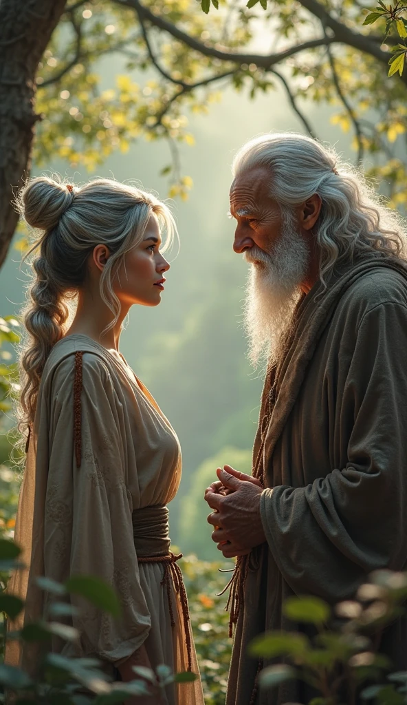 The  said to the sage: 'I am leaving and you have to come with me.' His voice was very sweet. The sage had no time to refute his words. The sage did not say anything. But from his face it seemed as if he was ready to go with her.