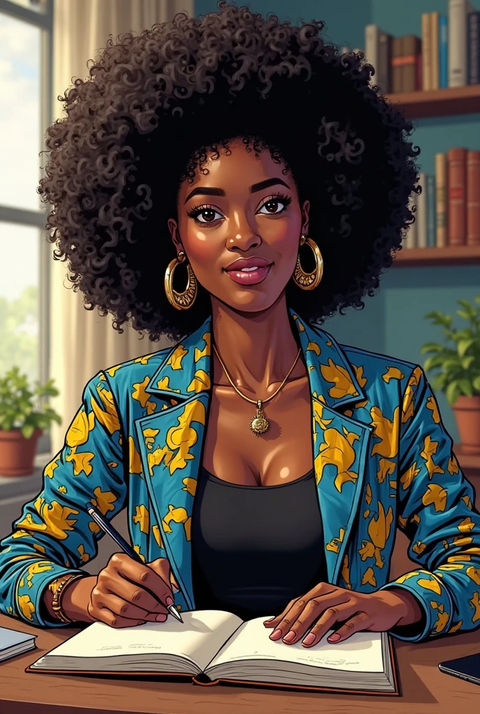 estilo disney pixar alta qualidade, melhor qualidade mulher negra, pele escura cabelo curto no ombro liso , Glasses: Rounded, Brown, Strong Personality, judge, em blazer preto, sorrindo, 30 anos, in the Forum
