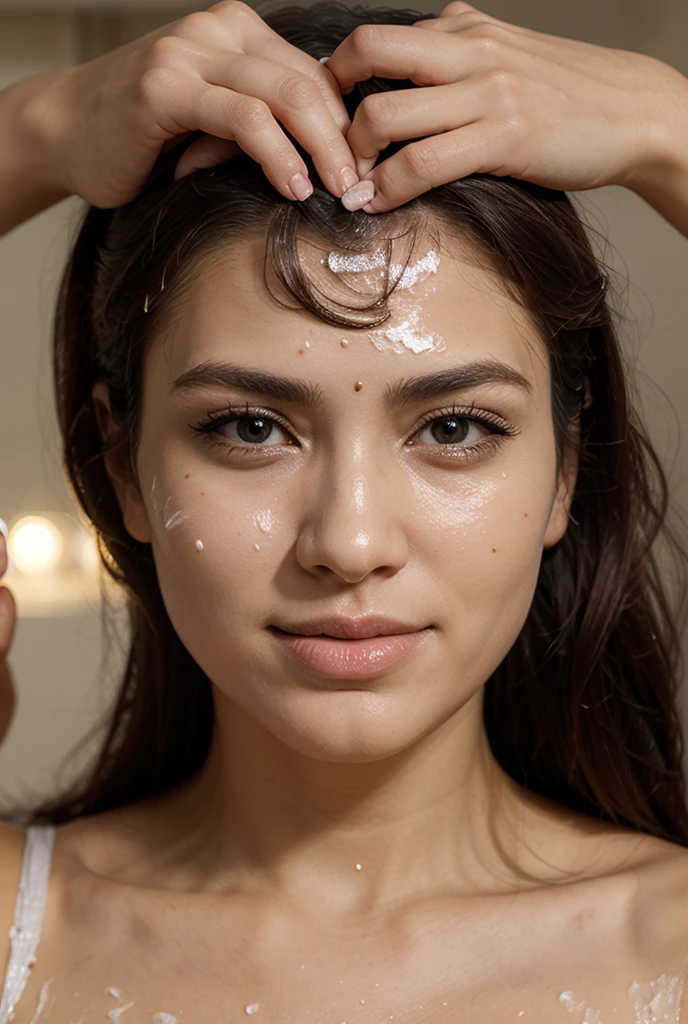 a lot of cum on my face