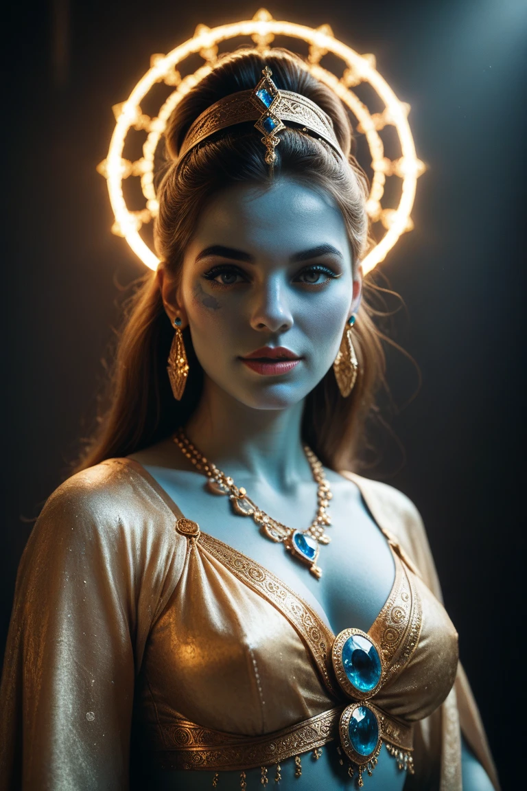 (8k, Foto RAW, melhor qualidade, senhor:1.2), (Realistic, photo-Realistic:1.37) uma imagem dos desenhos animados de uma mulher com cabelo longo e um vestido azul, feiticeira, Obra-prima Deusa da Tristeza, Nos, sacerdotisa, godess do mal, high sacerdotisa, jellyfish sacerdotisa, mystical atlantean valkyrie, portrait knights of zodiac girl, knights of zodiac girl, feiticeira, Vincent di Fate Nausicaa, SEIOS FARTOS, SEIOS GRANDE, PEITO GRANDE, SEIOS QUENTES, ((BLUE SKIN))