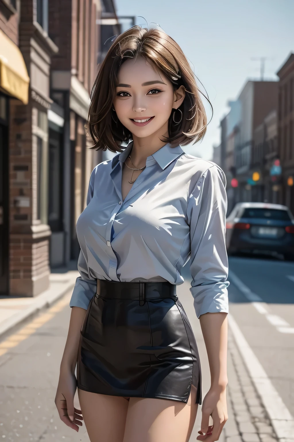 (1 Beauty), beautiful, Great face and eyes, cosmetics, (Extremely delicate beautiful face), (Sexiest Looks), (beautiful big breasts:1.1), (Highest quality:1.4), (Super detailed), (Very detailed CG synthesis 8k wallpaper), Very detailed, Original photo, Professional photography, ((suit)), (Tight Skirt), (Open collar business shirt), Outdoor, ((Night Forest)), (Night Sky), Depth of written boundary