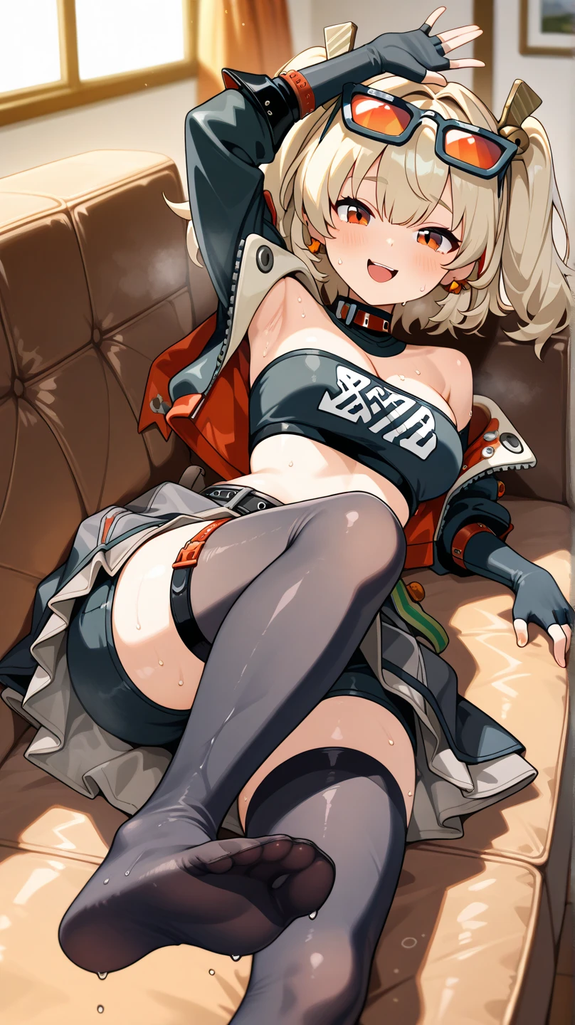 extremely detailed,
(Ellen 18-years-old, short dark layered hair, Brown-eyed, small breast:1.0), hair clips
outfit, half undressed, spread legs, sitting, embarrassed, groin , panties