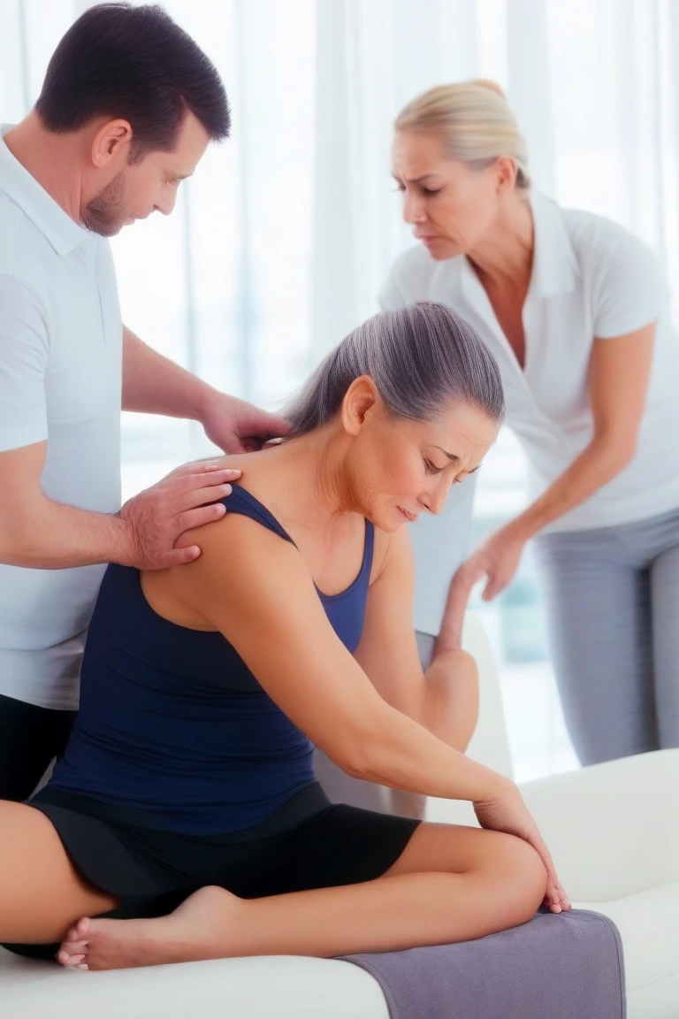 Have a person do home physical therapy on an elderly person
