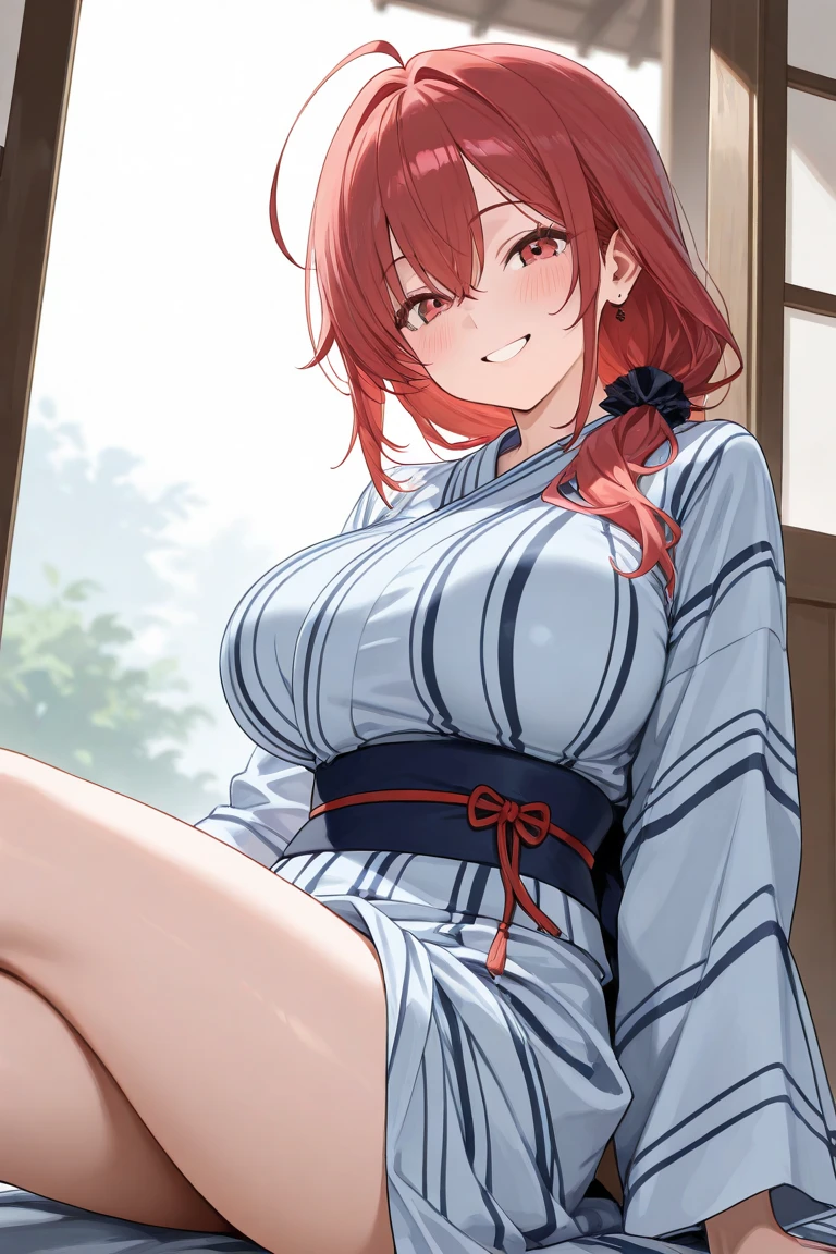 score_9, score_8_up, score_7_up, score_6_up, score_5_up, score_4_up, yu hee, golden eyes, red hair, long hair, thigh, lie, golden eyes, no underwear, beautiful vagina, purple lotus yukata dress, purple yukata, silver lotus necklace, beautiful eyes, blush , traditional Chinese room, night, medieval room,