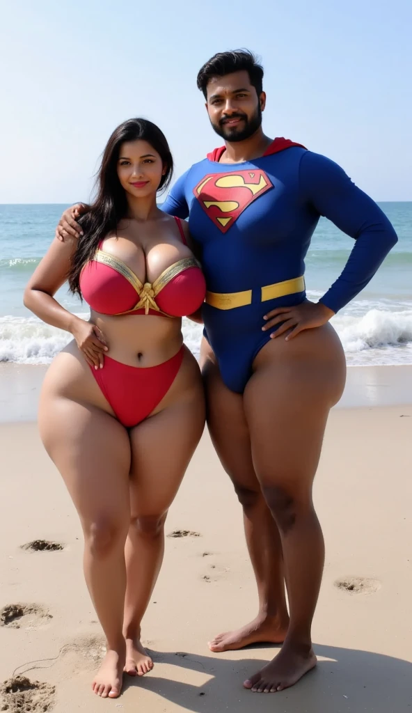 Emily is a black African woman, com pele muito escura, de 45 anos com cabelos escuros, geralmente preso em um coque ou rabo de cavalo. His eyes are dark and expressive, transmitindo sua personalidade sensual e sexy. She has an average height, Sobre 1.75m, com seios grandes, muito grandes e quadris enormes, BBW. Emily is a superhero, Usar roupas da supergirl, roupas supergirl transparentes, decote sexy. Ela costuma usar pouca maquiagem, preferindo um visual natural. best quality, Realistic photo, photo de corpo inteiro, poses sensuais sexy, sentada com as pernas abertas
