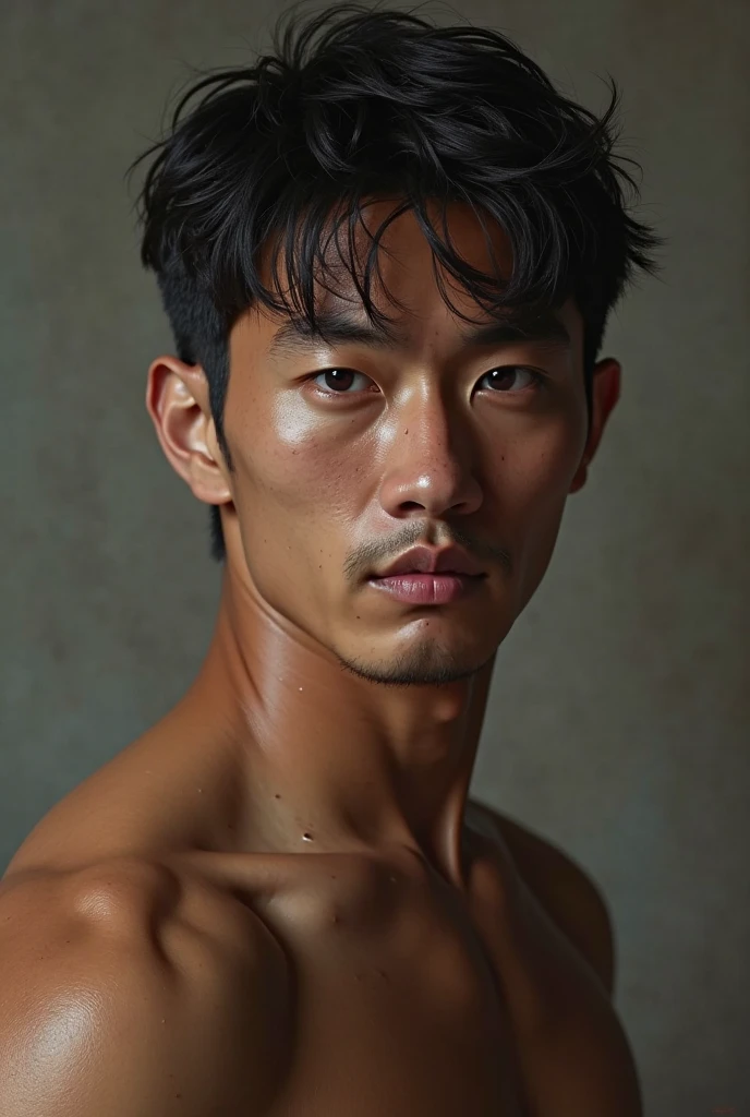 Very attractive and sexy 28 year old Korean man with soft look full lips