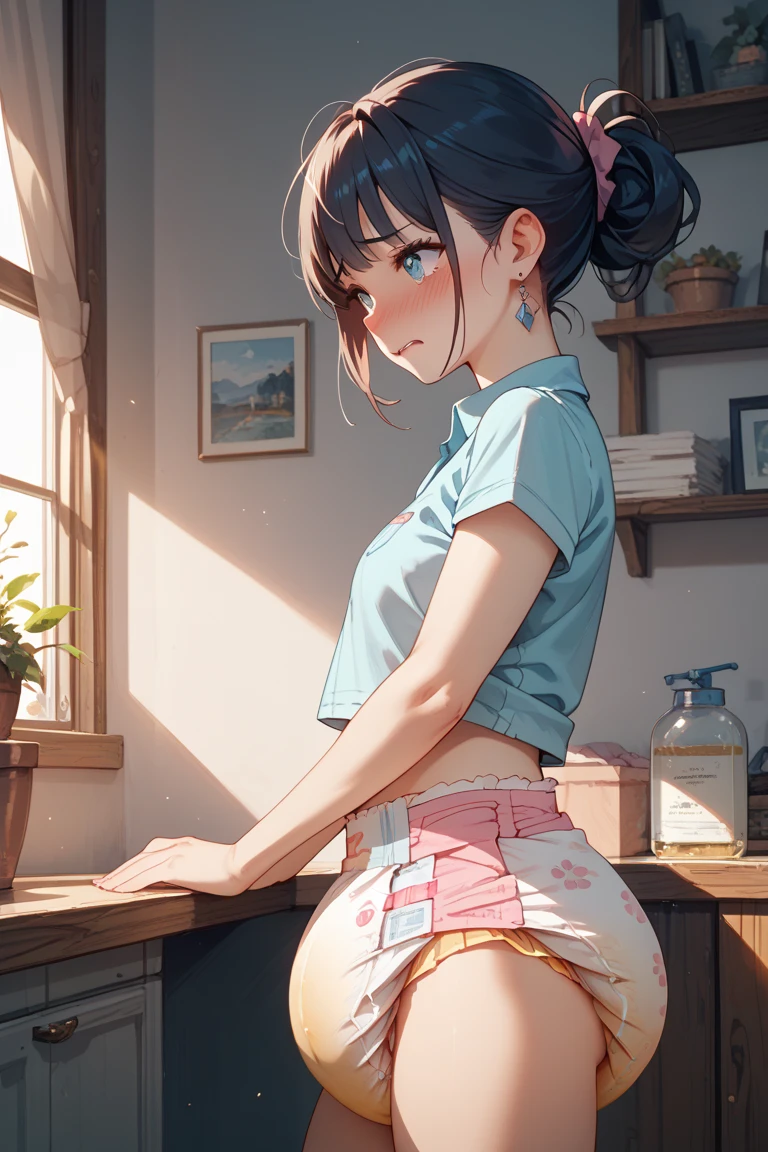 (Best quality, 8k, 32k, Masterpiece, UHD,:1.2),RAW, 1girl,ultra cute , natural lighting,transparent shining eyes, 20yo ,fair complexion, (ecstasy:0.8) ,(slut:0.8), (vulgarity:0.8), (fucked silly:0.8),(steam:0.8),(trembling:1.3)),((tank top, denim short pants, )) ,From Behind and Below, ass focus, kneeling, body-fitting, White background,