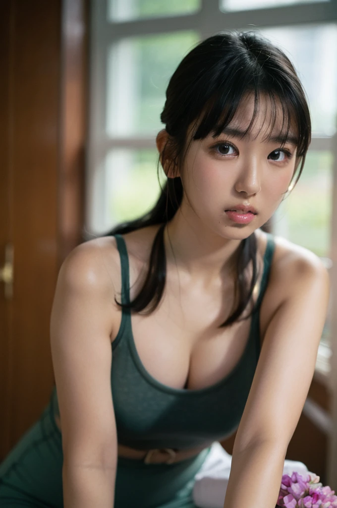 1girl, woman, masterpiece, best quality, highest quality, cinematic lighting, (volumetric lighting), extremely detailed CG unity 8k wallpaper, focused, 8k wallpaper, extremely detailed, ultra realistic, photorealistic, sharp focus, absurdres, (HDR:1.2), (high contrast), photograph, detailed and intricate, instagram, portrait, highly detailed, digital painting, artstation, concept art, smooth, sharp focus, illustration, cinematic lighting, (big breast:1.2), (whole body:1.2), knit strap tank top, sitting on a bench and crossed legs, show thighs, mini skirt, ((full body)), looking at the viewer.