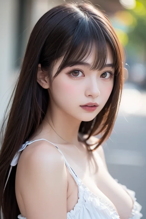 ((SFW: 1.4)), ((Detailed eyes and face, Professional photography)), ((SFW, Cute outfits:1.2, middle School girls)), Ultra-high resolution, (Realistic: 1.4), RAW Photos, highest quality, (PhotoRealistic Stick), concentrated, Soft Light, (()), ((Japanese)), (((Young Face))), (surface), (Depth of written boundary), masterpiece, (Realistic), ((Beautiful breasts, Cheing)), woman, (Medium Bob Cut, Brown Hair), ((1 girl)), ((Sexy expression:1.3ze at the viewer:1.3, blush:1.2)), (((Hair behind shoulders:1.2)))