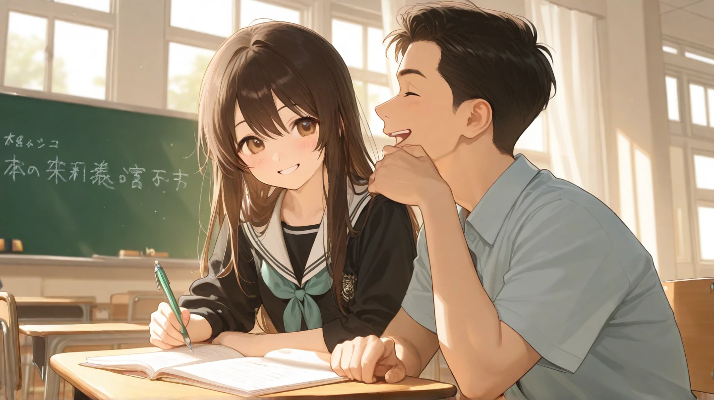 A girl asking a boy to borrow his book