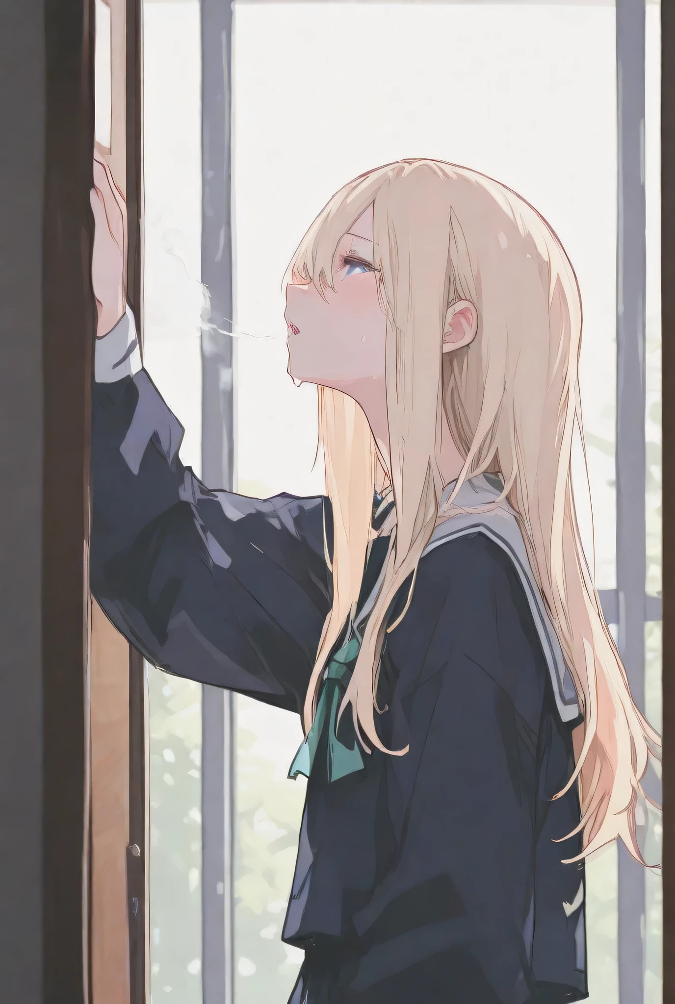 Middle School Student man long hair blonde hair Illness