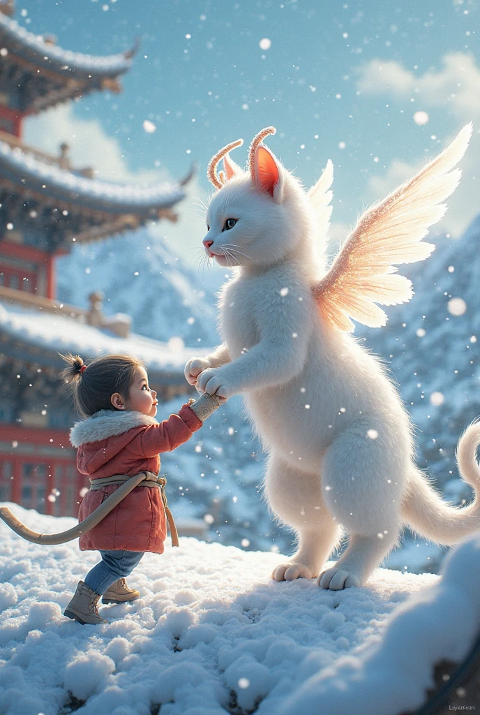 Show chinese a kid dreaming a cat
