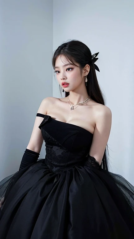A woman in a black dress posing for a photo, taken in the early 2020s, jennie pink black, bella poarch, gongbi, Xision Wu, Portrait Sophie Mudd, lalisa manobal, leaked image, inspired by Yang J, Chen powder, Cardi B., shaxi, roseanne park by blackpink, jia