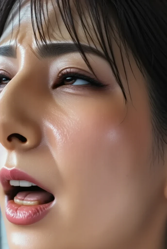 Beautiful Japanese actresses,(photo Realistic:1.4), (hyper Realistic:1.4), (Realistic:1.3),Very detailed, Edge Orgasm,face Focus, Woman with open mouth , Edgy Woman _face、Age 35、Black-haired、 News anchor、Very small toilet,((Sweat)),((skin shining with Sweat))((Clabrasion glistening with Sweat,face shining with Sweat)),,Entrance to the house、In front of the entrance、In front of the shoe rack、White collared shirt,Hair tied up、teacher,Frowning, eyeball, Glare, Frowning, Frowningをする, shout, Big eyes, Crazy Eyes,((oil filter))((Bukkake))((Super Hard Orgasm))Wet Filter,(traces of saliva)