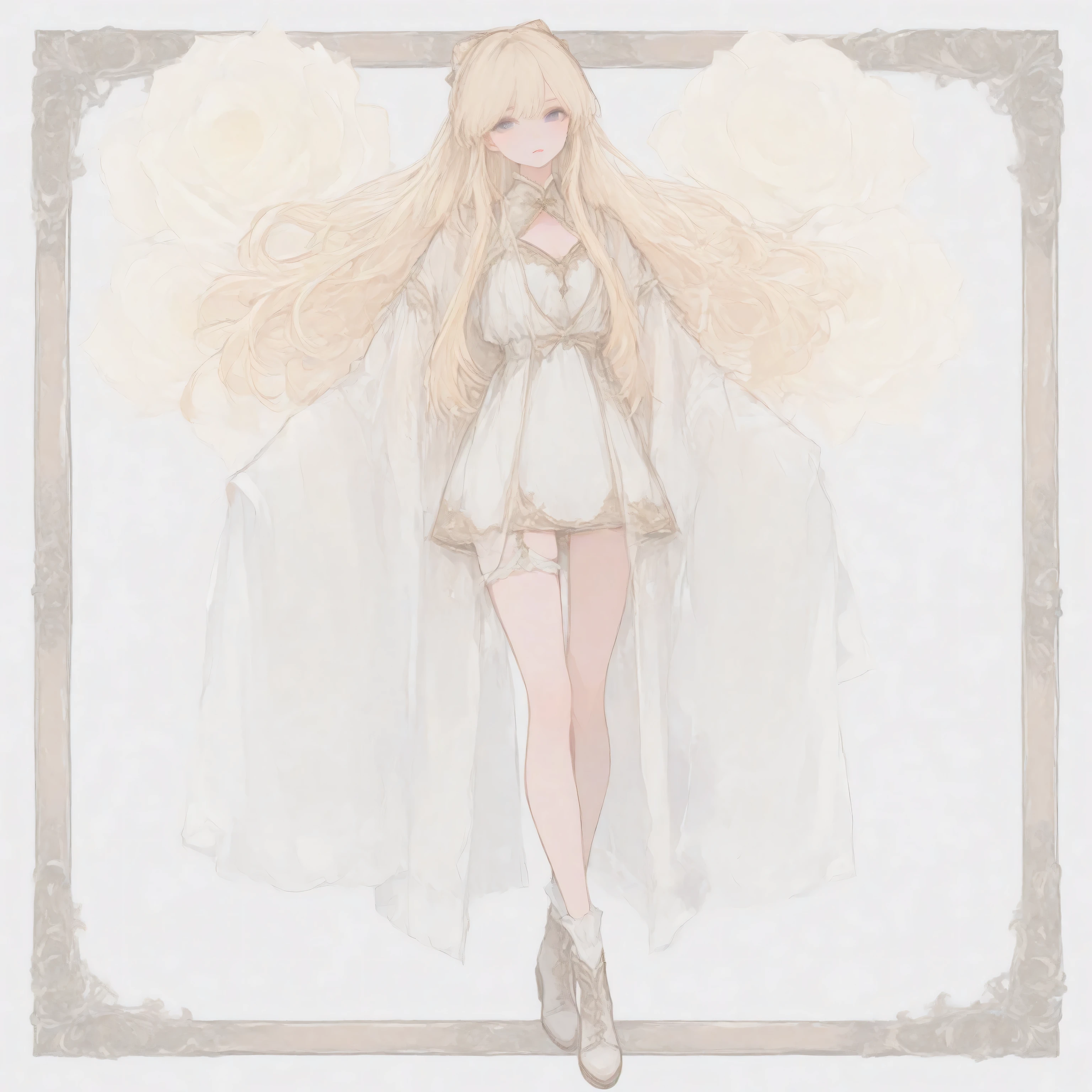 full body　girl　long hair　blonde hair　