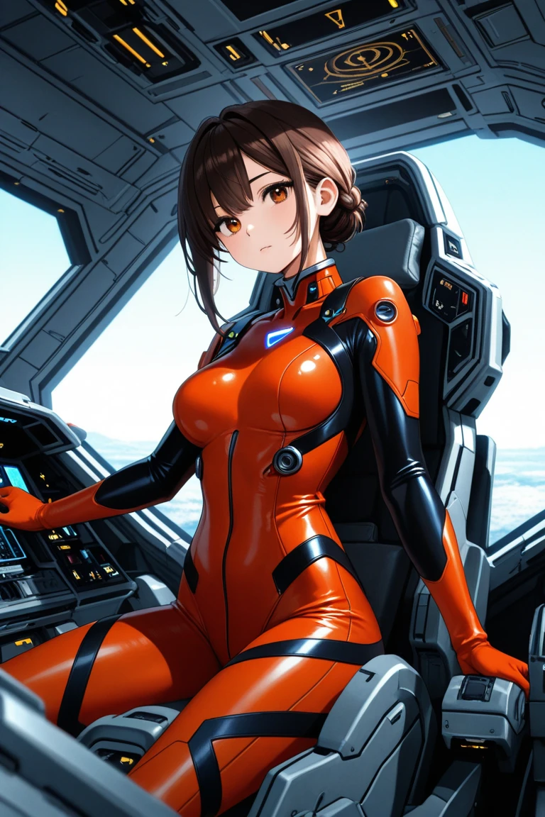 Very detailed、highest quality、Best image quality、masterpiece、8k、Anime Face、A kind smile、Open Mouth、lppl2、Pilot Suit、(SFW Giant)